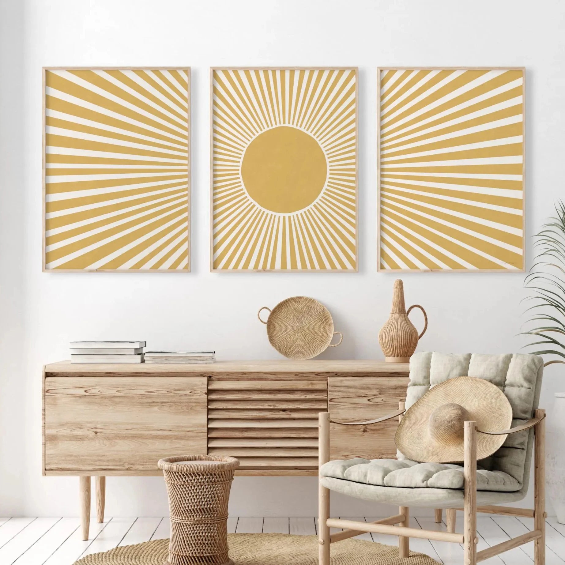 Japanese Alps Sunrise Canvas Wall Art Set of 3 – Abstract Landscape Prints