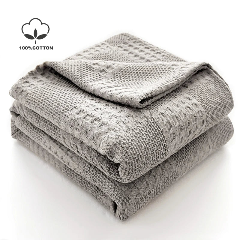 Waffle Weave Cotton Throw Blanket | Sofa & Bed Throws