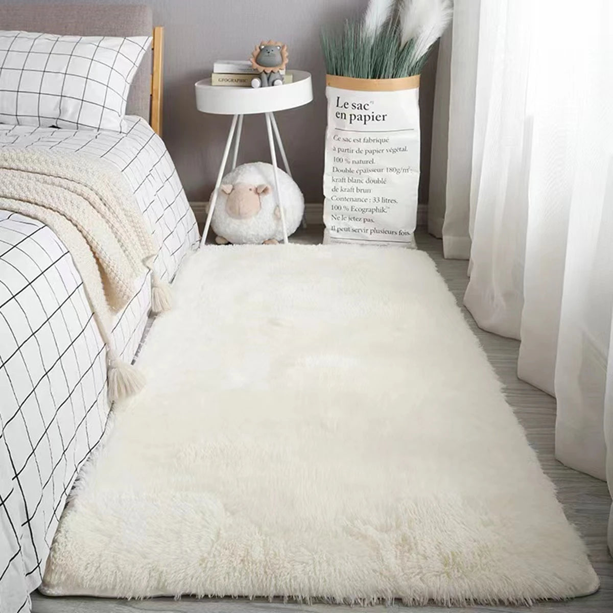 Soft Shaggy Area Rug Fluffy Non-Slip Bedroom & Living Room Carpet