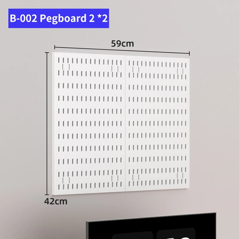 Modular Pegboard Wall Organizer Kit with No-Drill Installation
