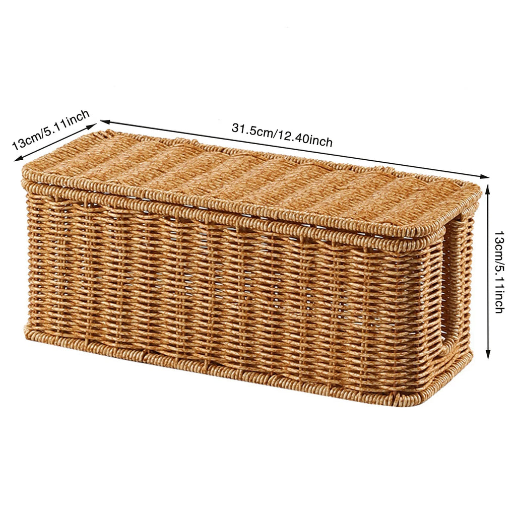 Charging Station Storage Box Hand-Woven Cable Organizer Basket for USB & Data Cables