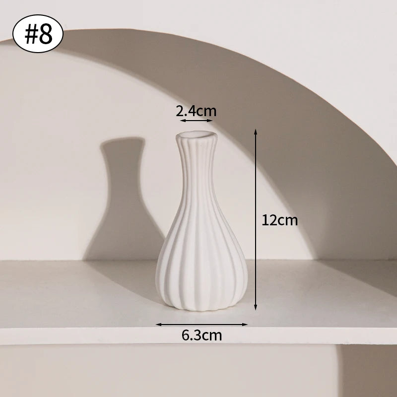 White Nordic Ceramic Vase for Dried Flowers and Home Decor