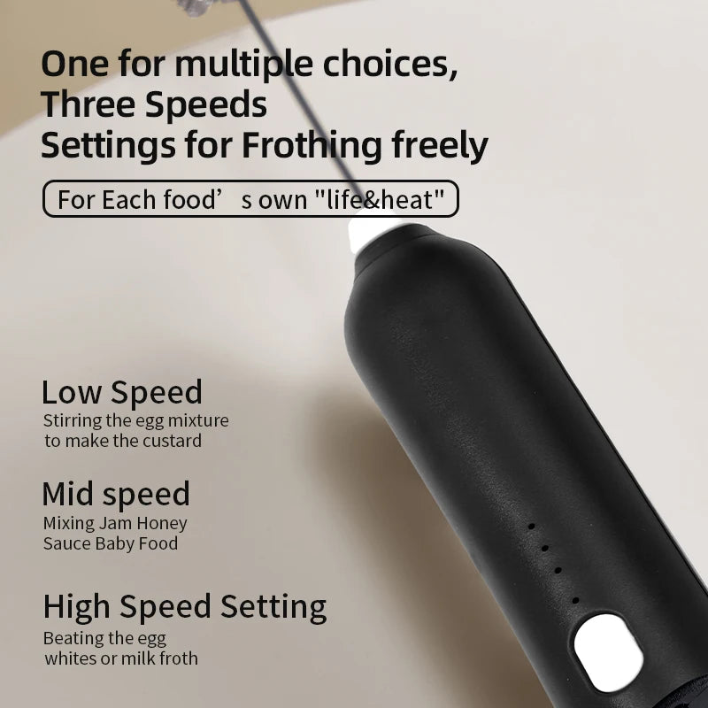 2-in-1 Electric Milk Frother & Egg Beater – Cordless USB-C Rechargeable
