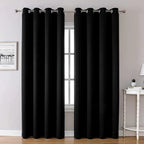 Blackout Thermal Insulated Curtains with Inner Lining, Noise Reduction Drapes for Bedroom & Balcony