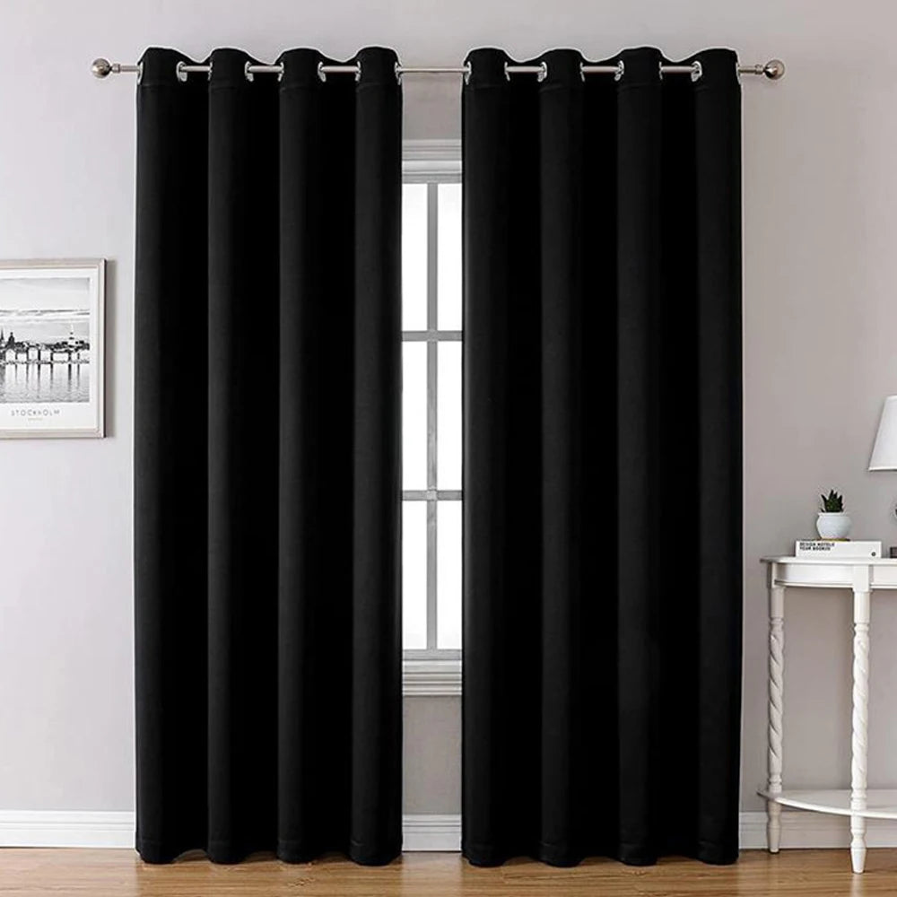 Blackout Thermal Insulated Curtains with Inner Lining, Noise Reduction Drapes for Bedroom & Balcony