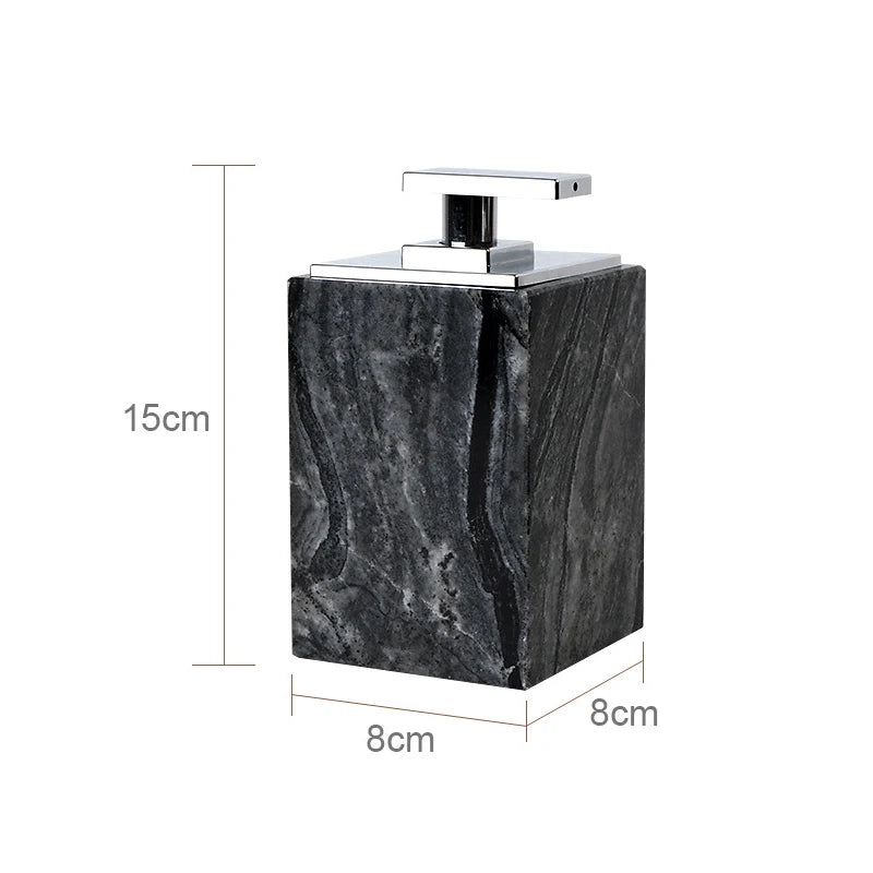 Black Marble Bathroom Accessories Set – Toothbrush Holder, Soap Dispenser & Dish Tray