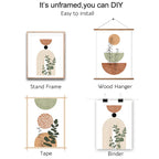 Abstract Botanical Wall Art Set of 3 | Boho Mid-Century Canvas Prints