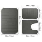 Velvet Memory Foam Bath Rug Set of 3 Non-Slip Machine Washable
