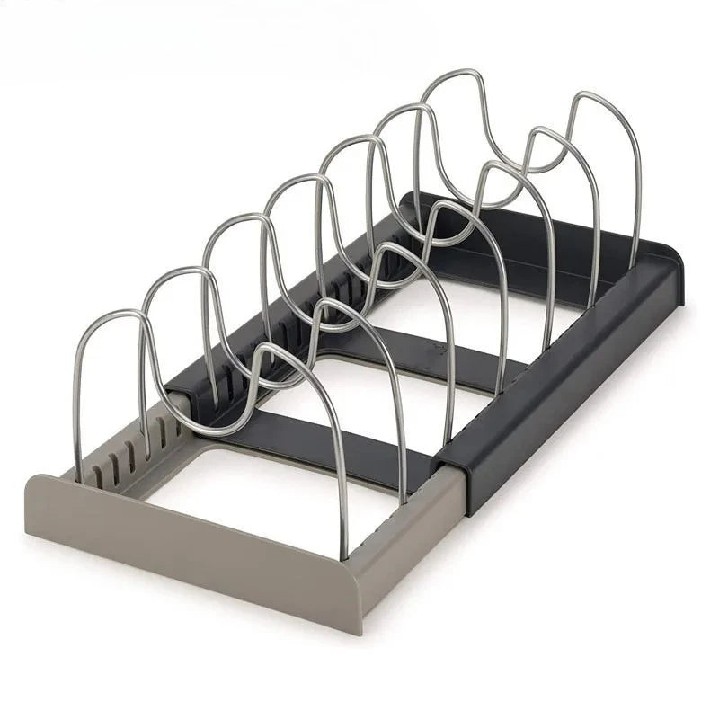 Expandable Pot, Pan & Lid Organizer Rack for Kitchen Cabinets