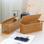 Charging Station Storage Box Hand-Woven Cable Organizer Basket for USB & Data Cables