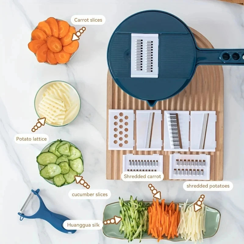 9-in-1 Vegetable Chopper, Slicer & Grater with Aluminium Blades