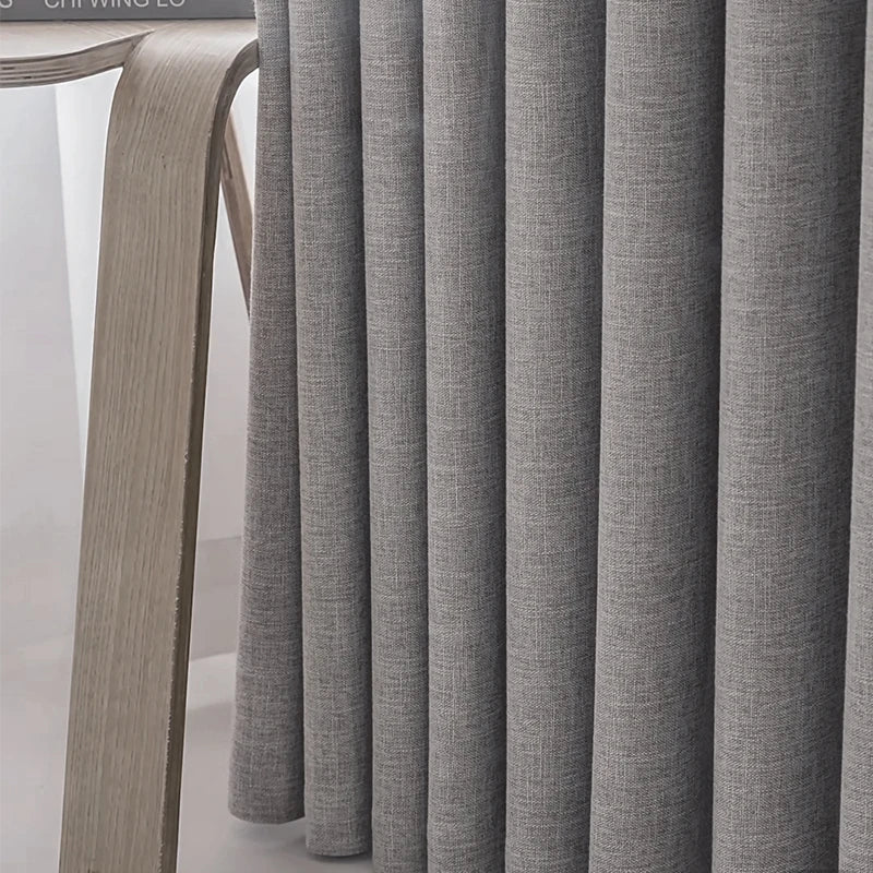 Asazal Linen Look Blackout Curtains Living Room Bedroom Full Shading Drapes
