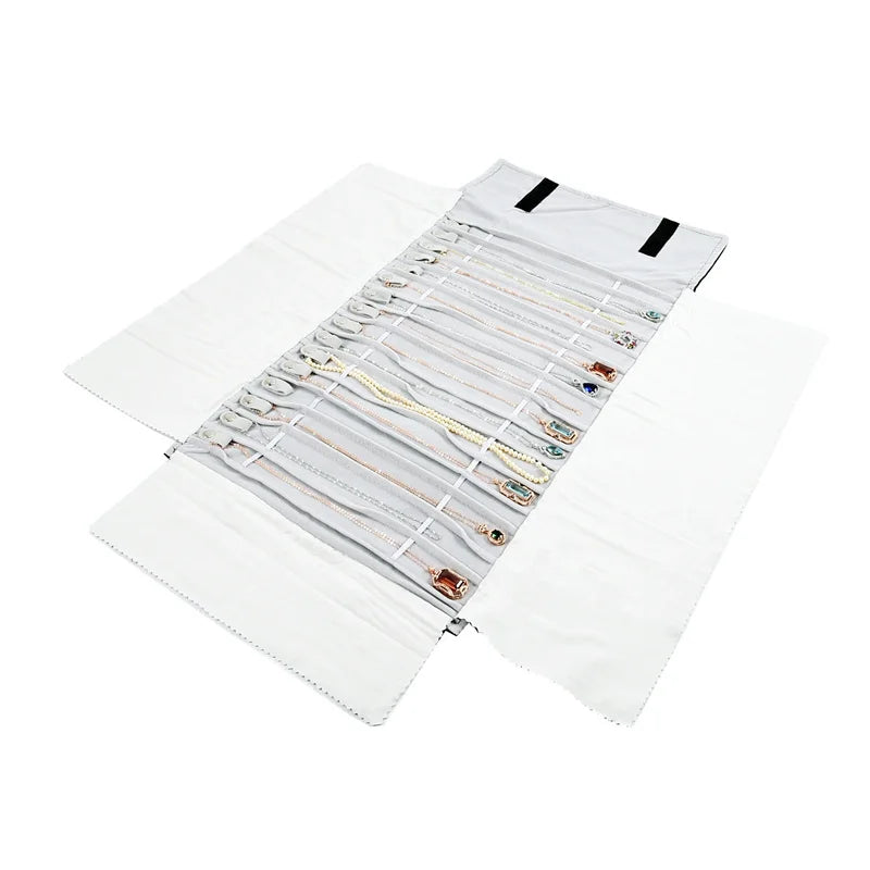 Travel Jewelry Holder Portable Necklace Roll Up Organizer Bag for Bracelets & Chains