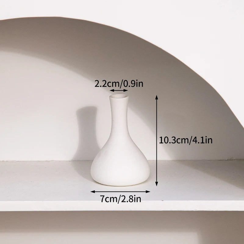 White Ceramic Bud Vase Nordic Minimalist Home Decor