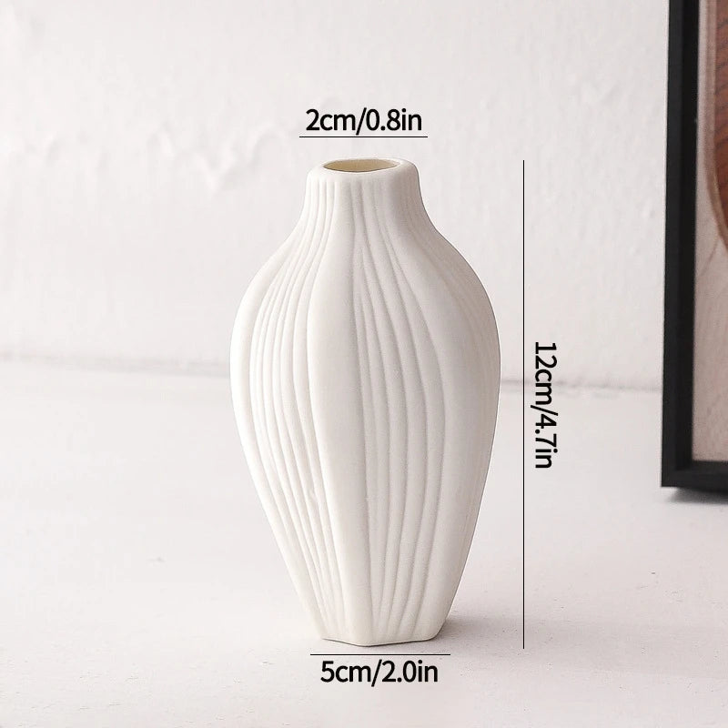 White Ceramic Bud Vase Nordic Minimalist Home Decor