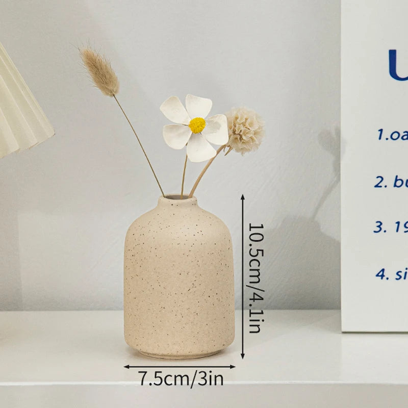 White Nordic Ceramic Vase for Dried Flowers and Home Decor