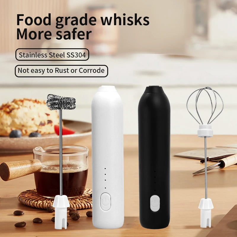 2-in-1 Electric Milk Frother & Egg Beater – Cordless USB-C Rechargeable