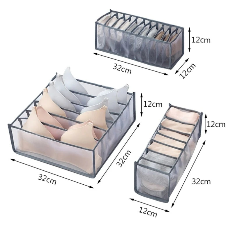 Foldable Drawer Organizer Boxes for Underwear, Bras & Socks
