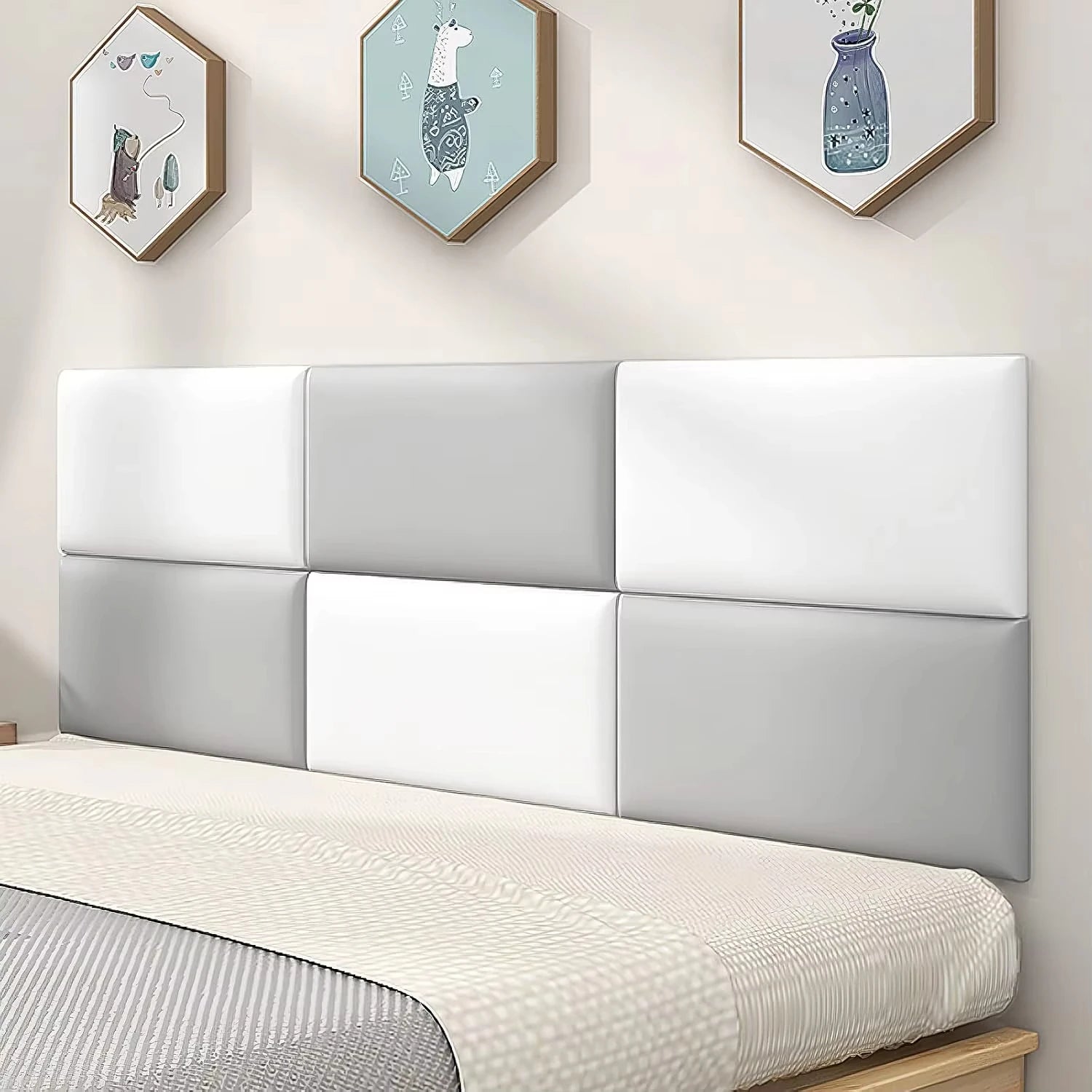 3D Wall Padding Peel Stick Upholstered Panels | Kids Room & Queen Headboard Protection | 5-Pack