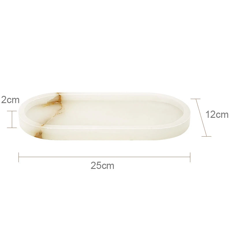 White Onyx Marble Bathroom Accessories Set with Soap Dispenser & Tray