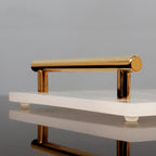 White Onyx Natural Marble Bathroom Accessories Set with Gold Accents