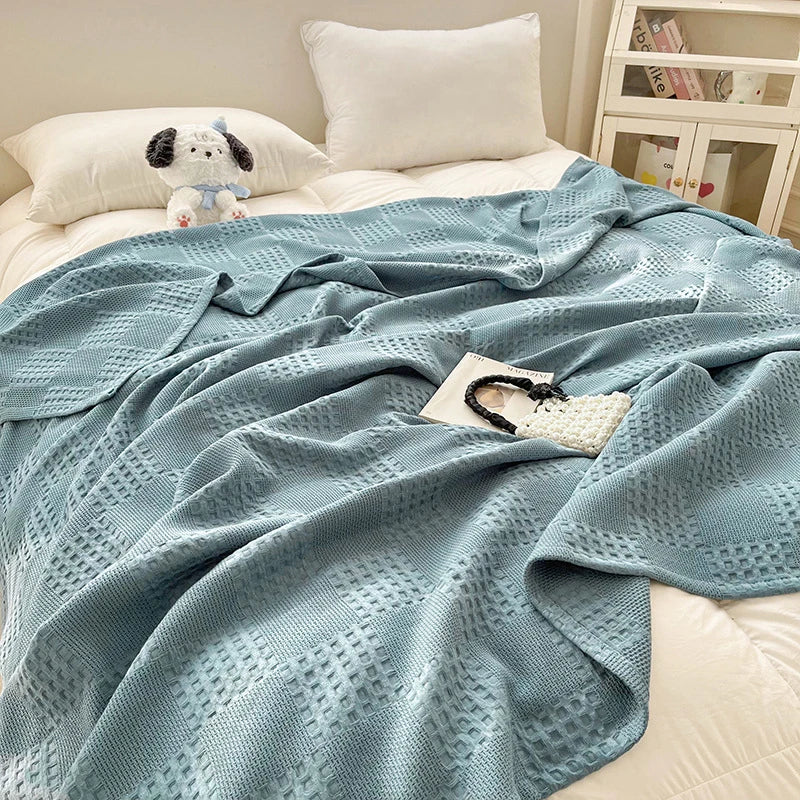 Waffle Weave Cotton Throw Blanket | Sofa & Bed Throws