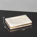 White Onyx Natural Marble Bathroom Accessories Set with Gold Accents