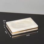White Onyx Natural Marble Bathroom Accessories Set with Gold Accents