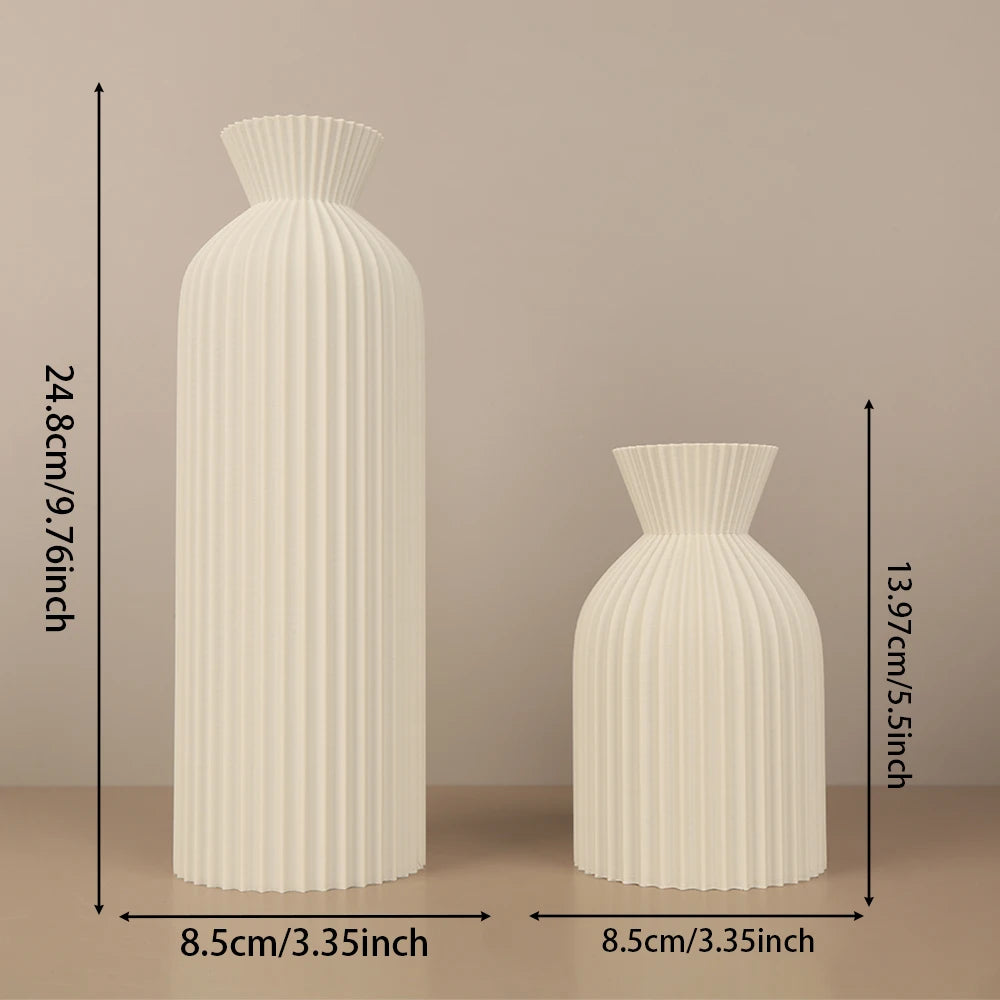 Minimalist Striped Waisted Vase | Nordic Wabi-Sabi Home Decor