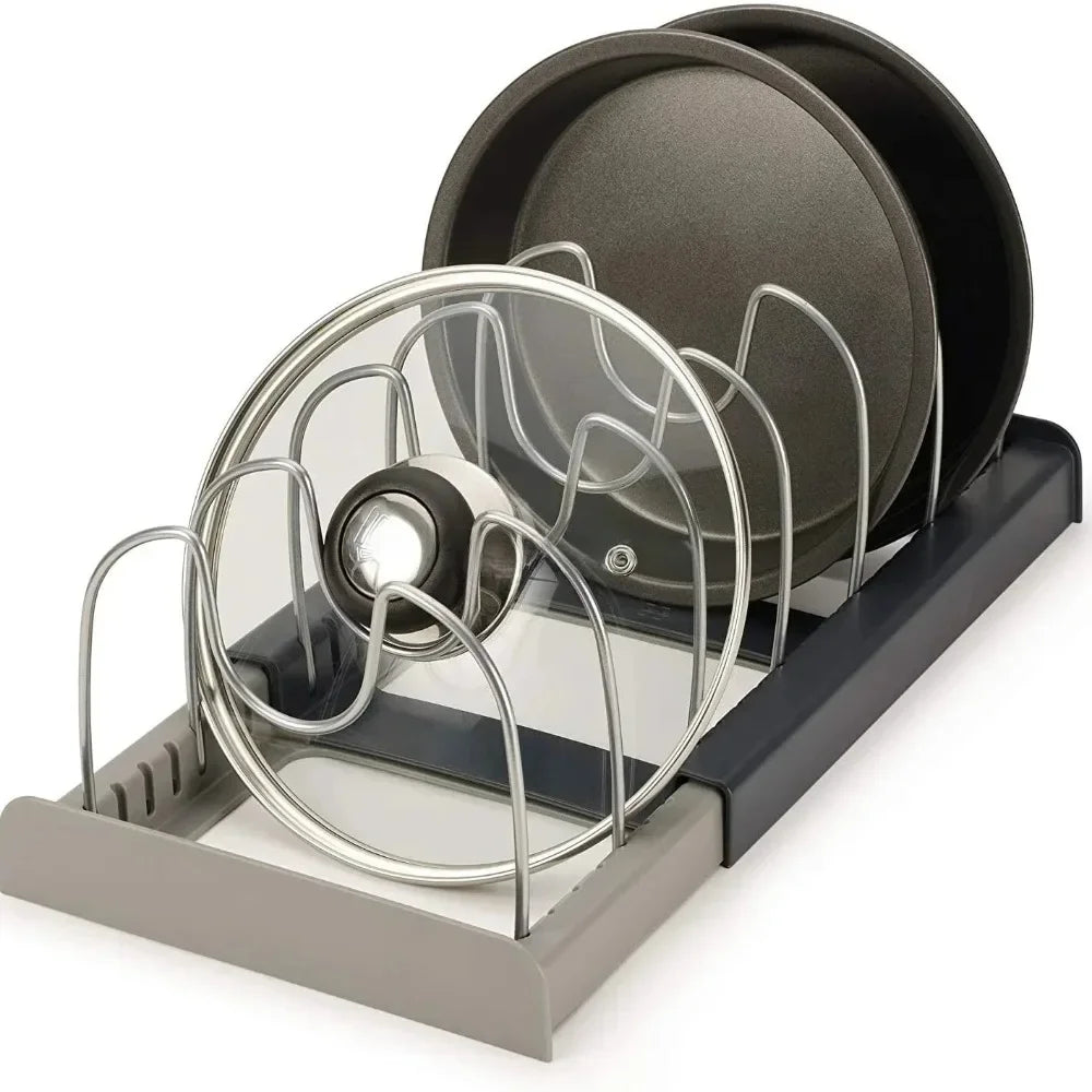Expandable Pot, Pan & Lid Organizer Rack for Kitchen Cabinets