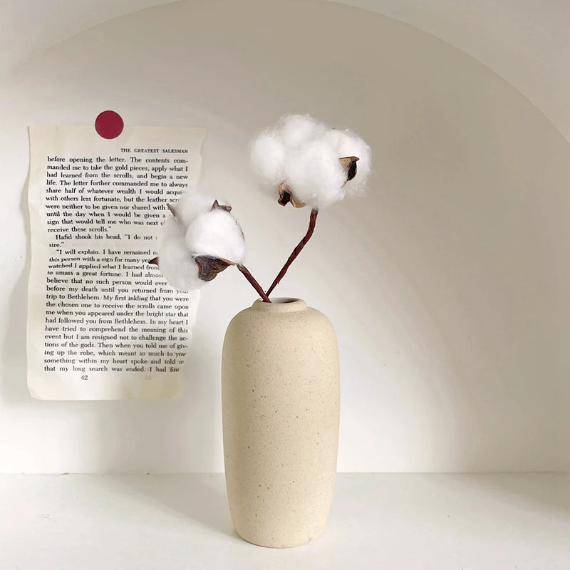 White Nordic Ceramic Vase for Dried Flowers and Home Decor