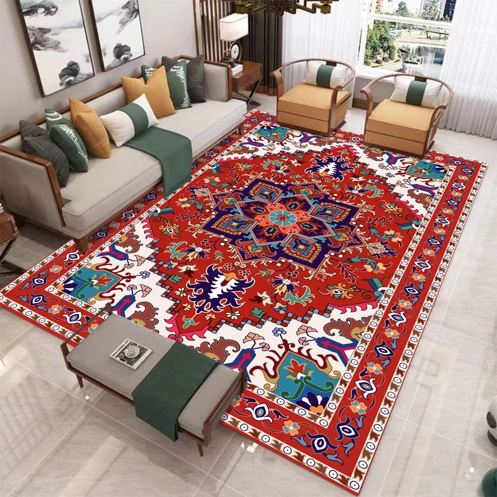 Washable Geometric Area Rug for Living Room and Bedroom