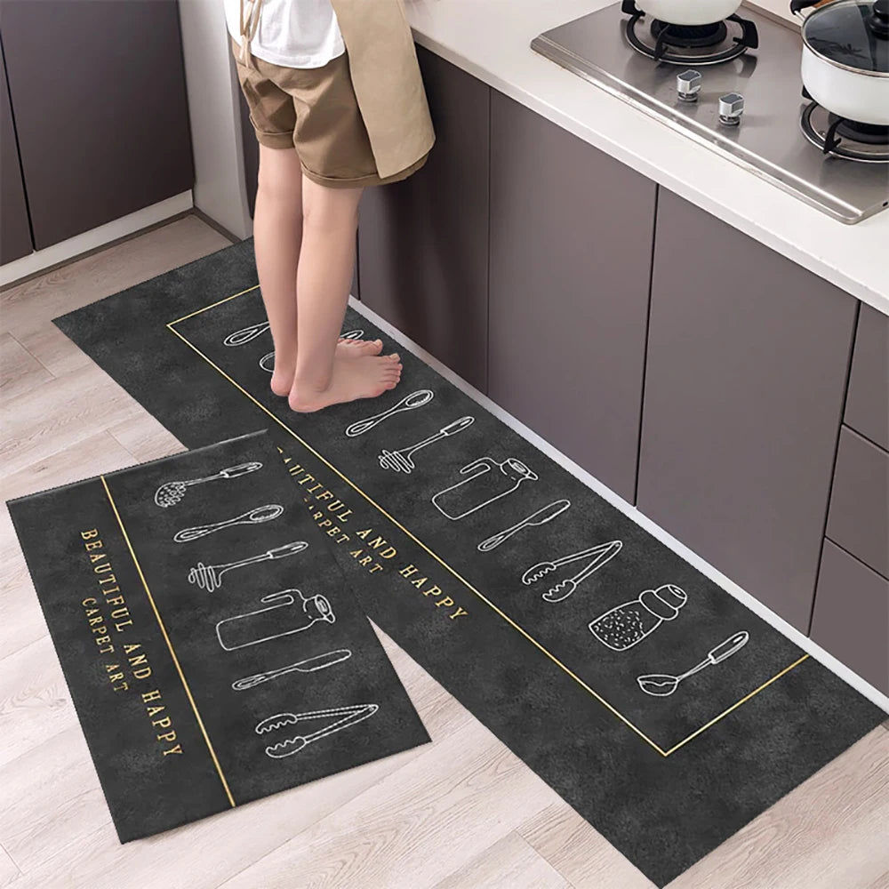 Crystal Velvet Non-Slip Kitchen Runner Rug – Absorbent & Soft