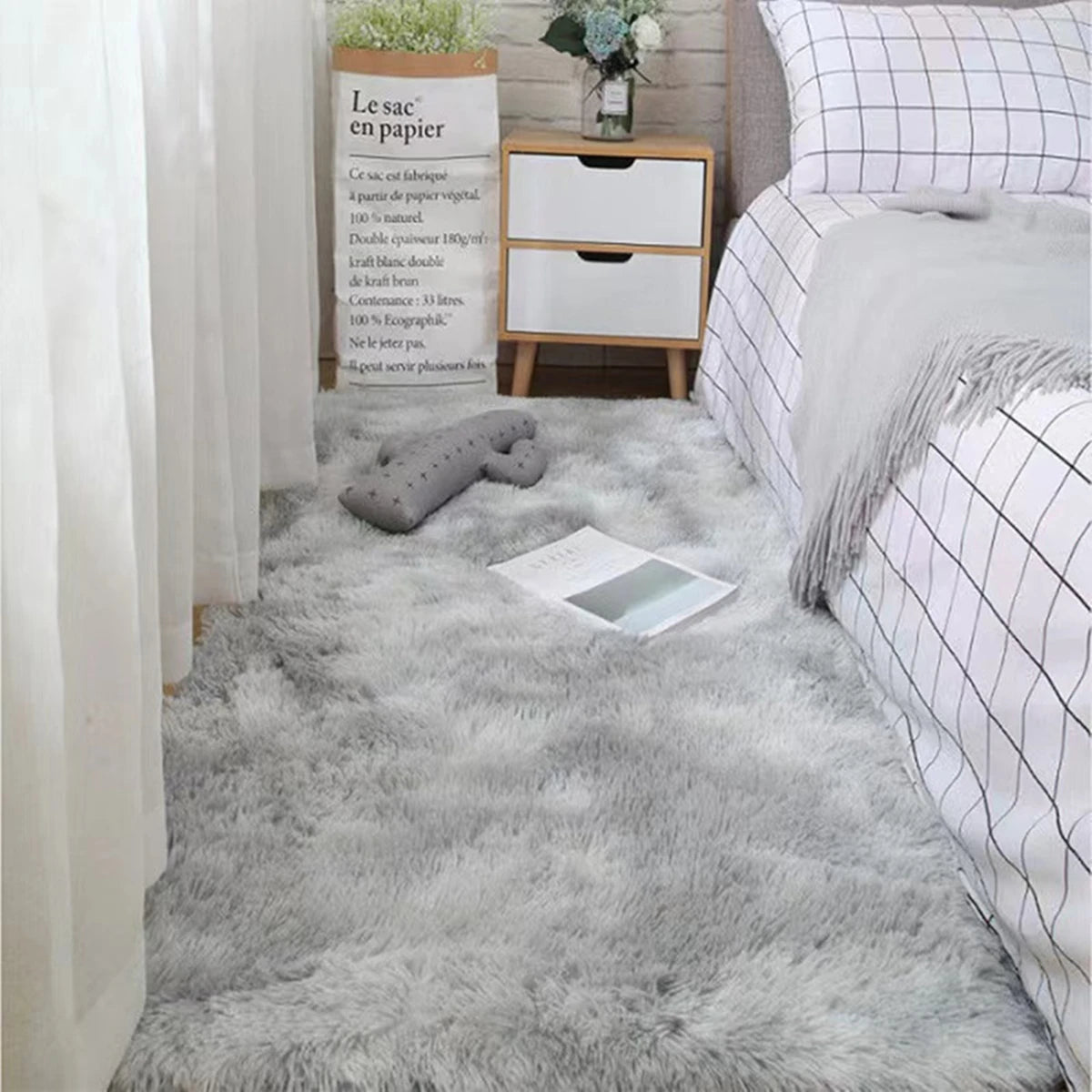 Soft Shaggy Area Rug Fluffy Non-Slip Bedroom & Living Room Carpet