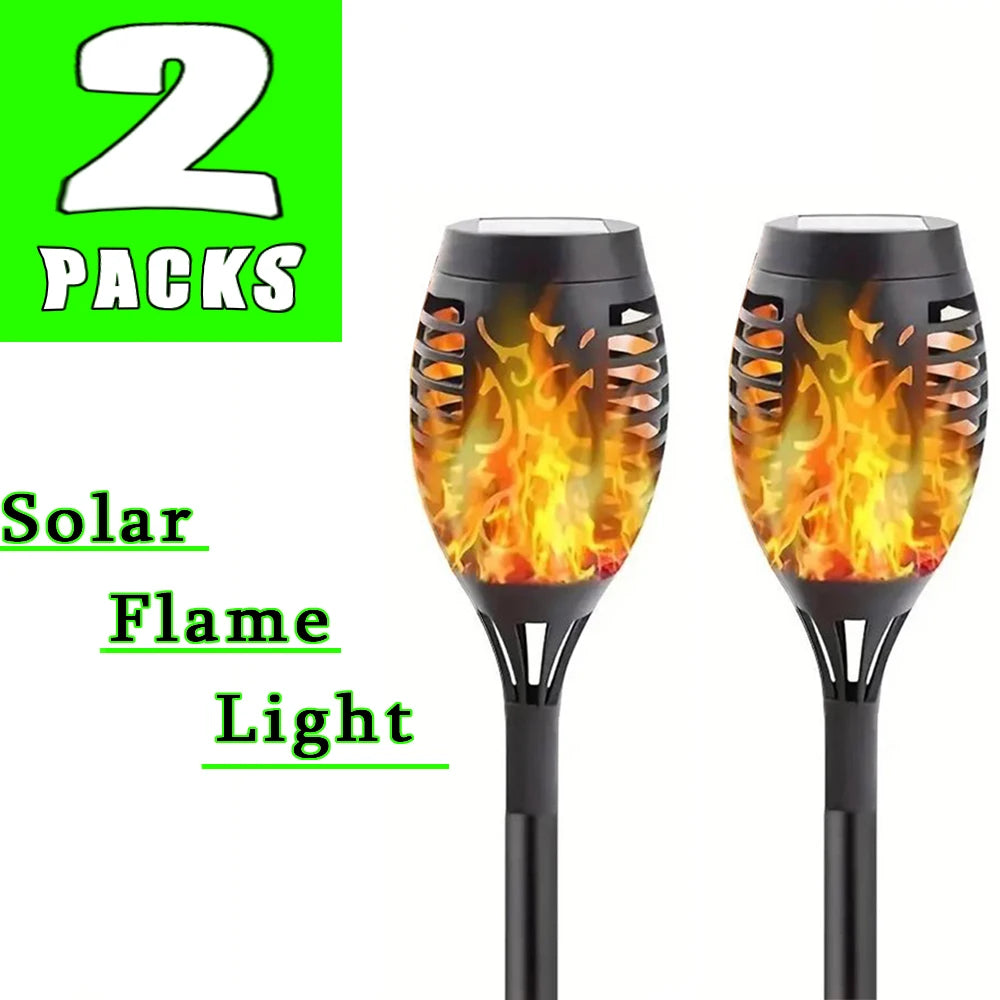 Solar Flame Torch Light Flickering Waterproof Outdoor Garden Path Lamp