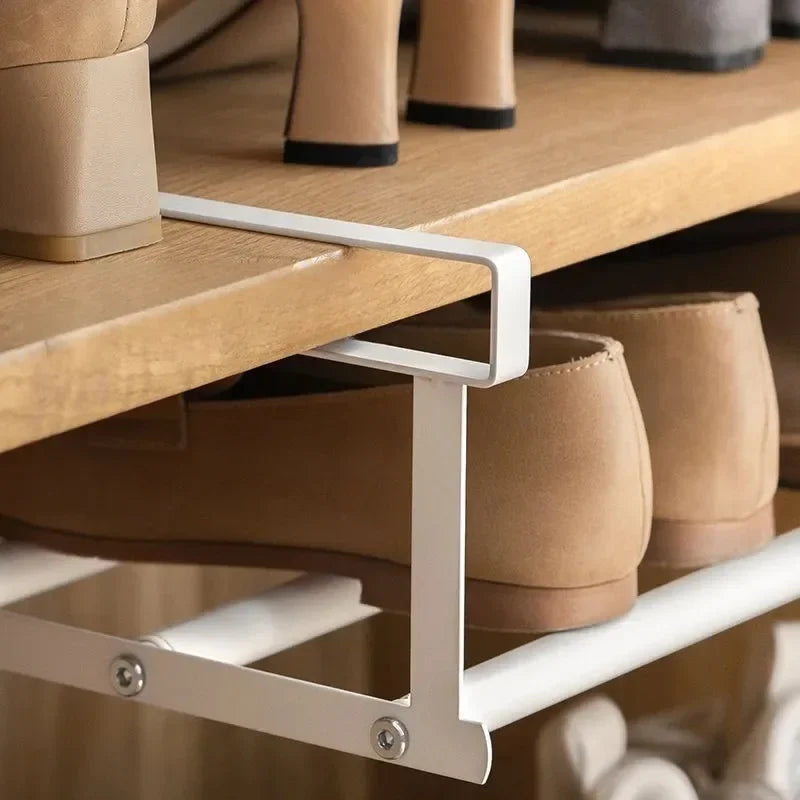 Adjustable Bamboo Shoe Rack | Space-Saving 2-Tier Wardrobe Organizer