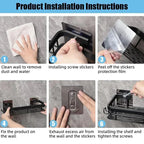 No Drill Aluminum Shower Shelf Wall Mounted Bathroom Storage Rack