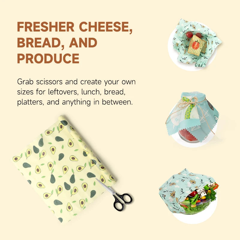 Reusable Beeswax Food Wraps Roll – Cut-to-Size Plastic-Free Storage