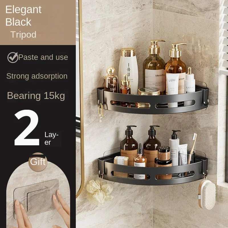 No-Drill Corner Shower Caddy Shelf | Adhesive Bathroom Storage Rack