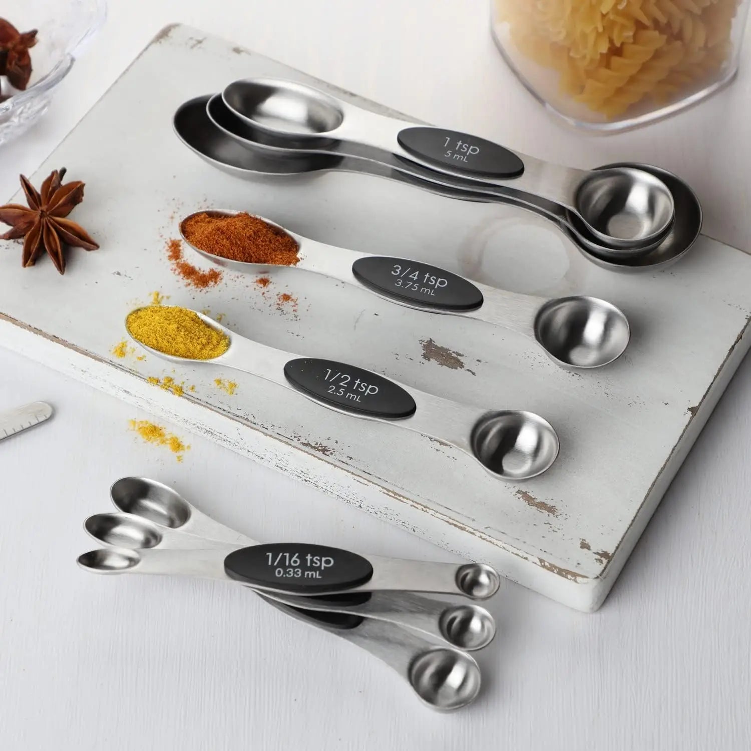 Magnetic Measuring Spoons Set – Dual-Sided Stainless Steel