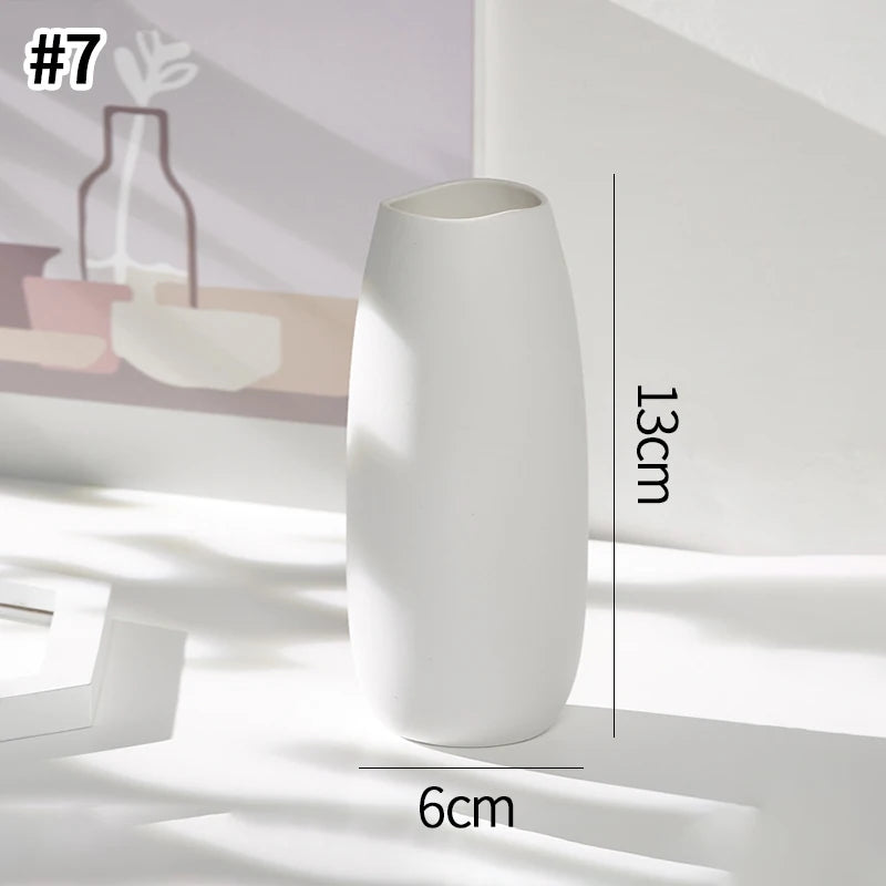 White Ceramic Bud Vase Nordic Minimalist Home Decor