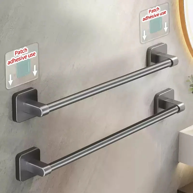 No Drill Towel Bar Wall Mounted Self Adhesive Bathroom Rack