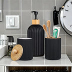 Bathroom Countertop Organizer Set with Soap Dispenser & Toothbrush Holder