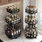 360° Rotating Spice Rack Organizer – Multi-Tier Carbon Steel