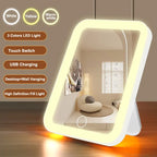 LED Vanity Mirror Touch Screen Dimmable 3 Colour Modes USB Rechargeable Makeup Mirror