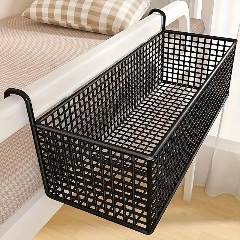 Iron Hanging Storage Basket – Bed Frame, Door & Under-Bed Organizer