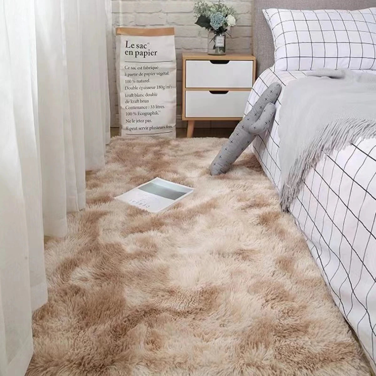 Soft Shaggy Area Rug Fluffy Non-Slip Bedroom & Living Room Carpet