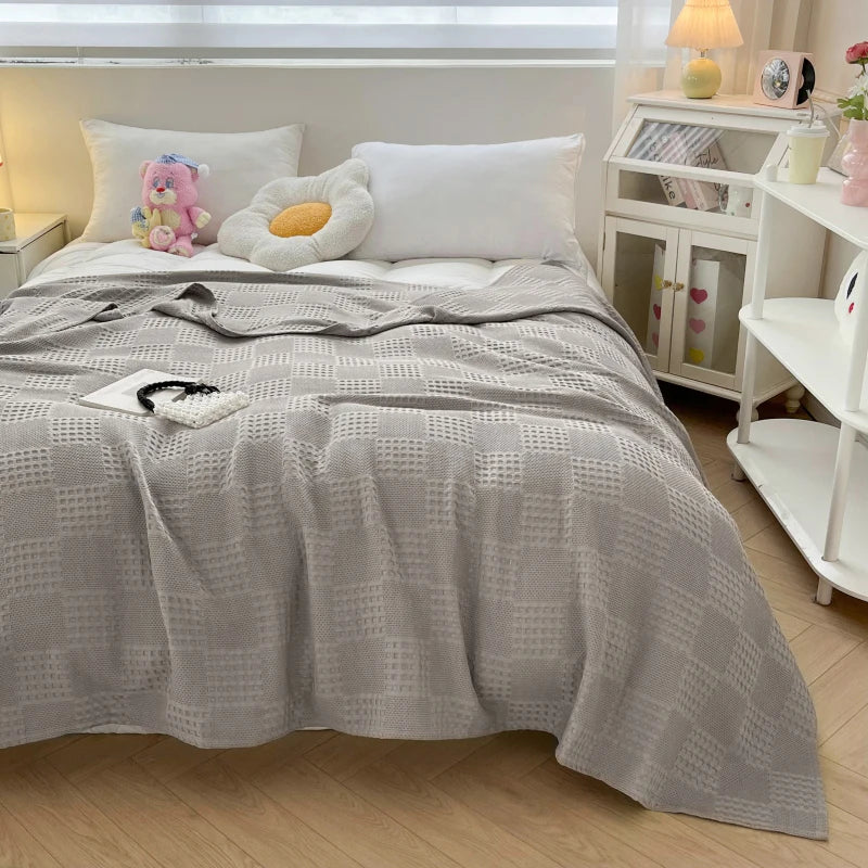 Waffle Weave Cotton Throw Blanket | Sofa & Bed Throws