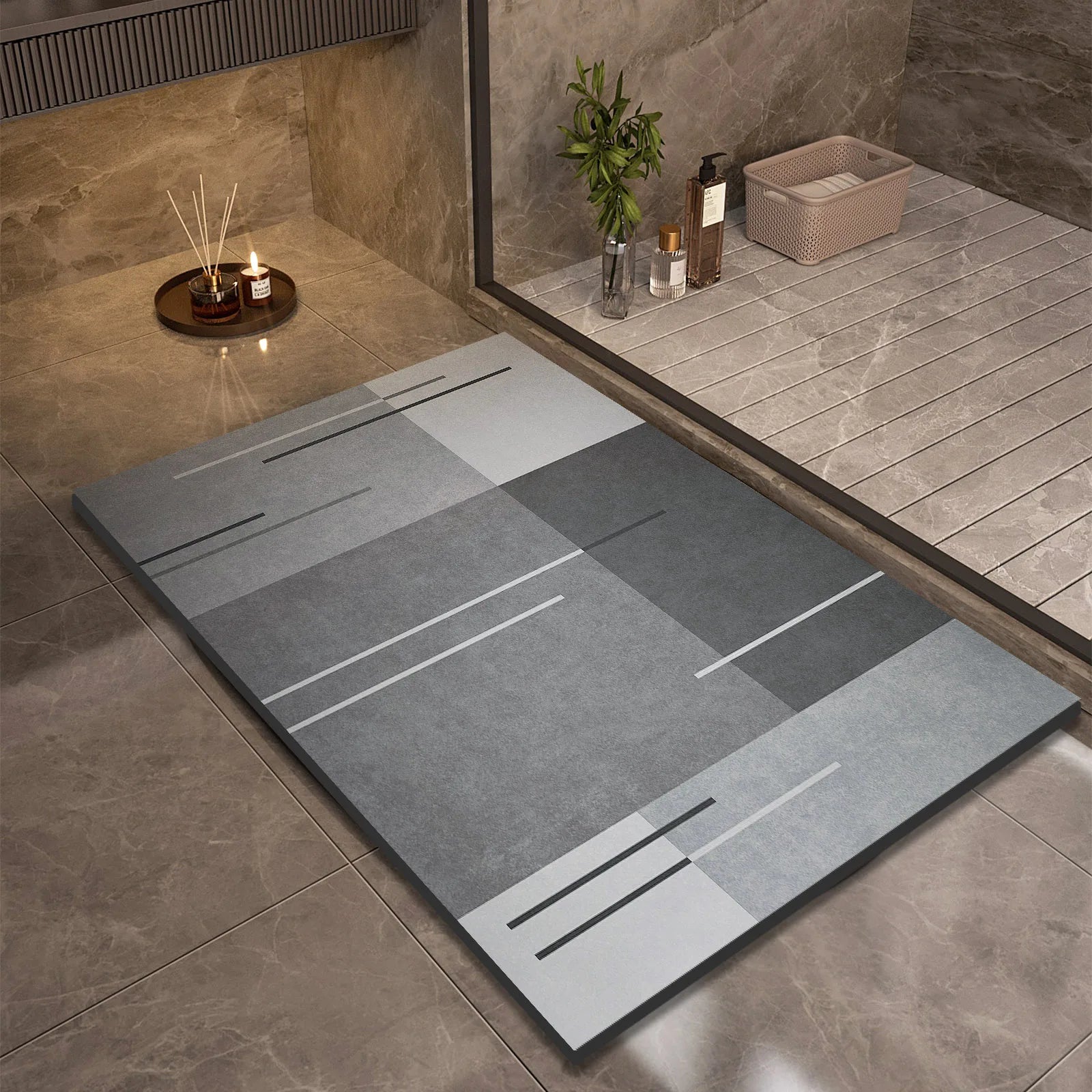 Luxury Diatomite Bath Mat Non-Slip Quick Dry Shower Mat