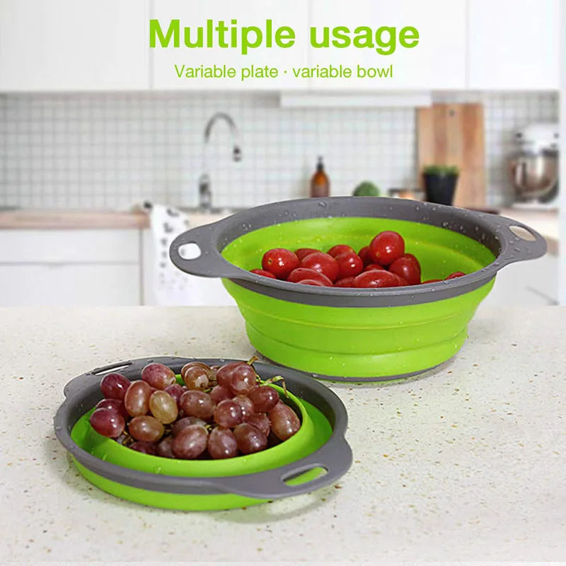 Collapsible Silicone Colander – Foldable Fruit & Vegetable Washing Basket